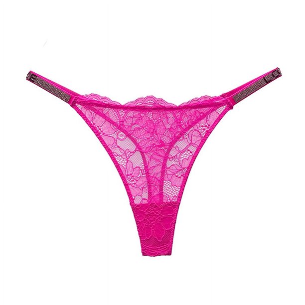 Braguitas de encaje con diamantes de imitación brillantes y tirantes finos, ultrafinas y sexys, tangas transparentes para mujer