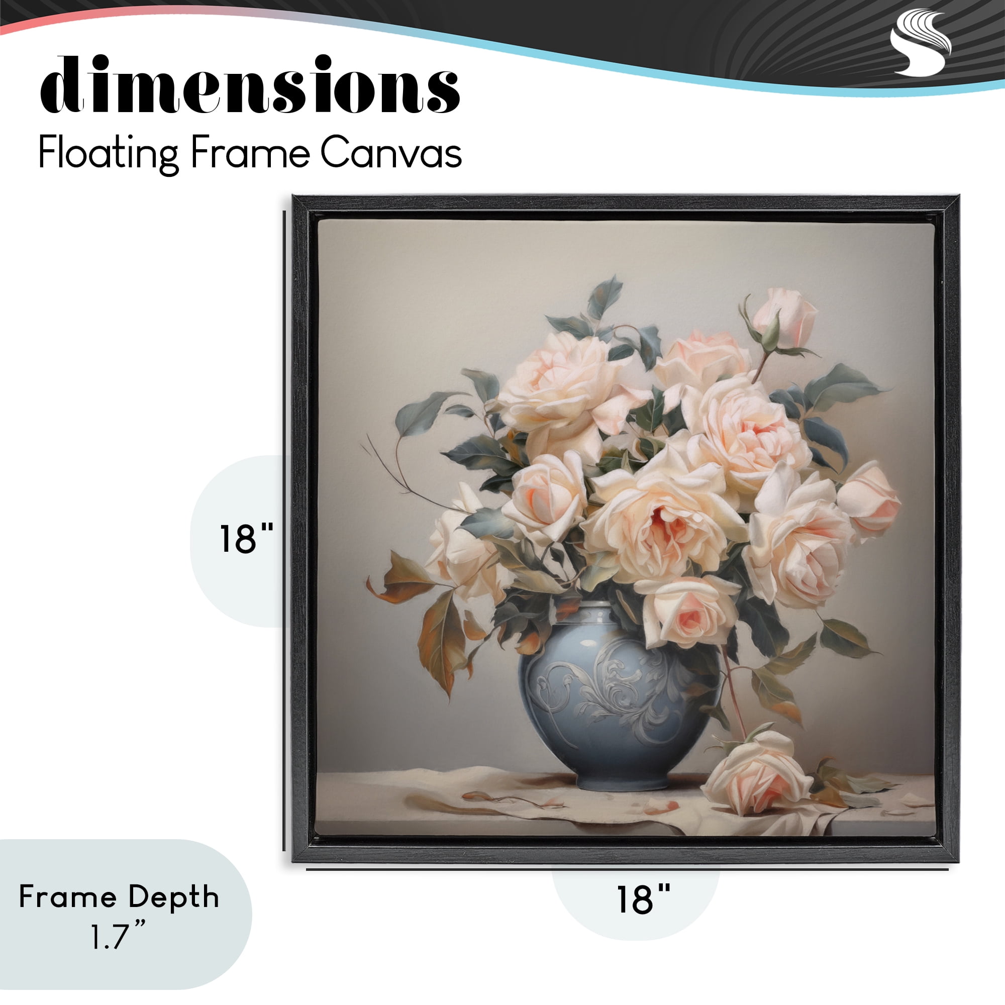 Stupell Industries Rose Paragon Vase Black Framed Floater Canvas Wall Art, design by Steve Hunziker
