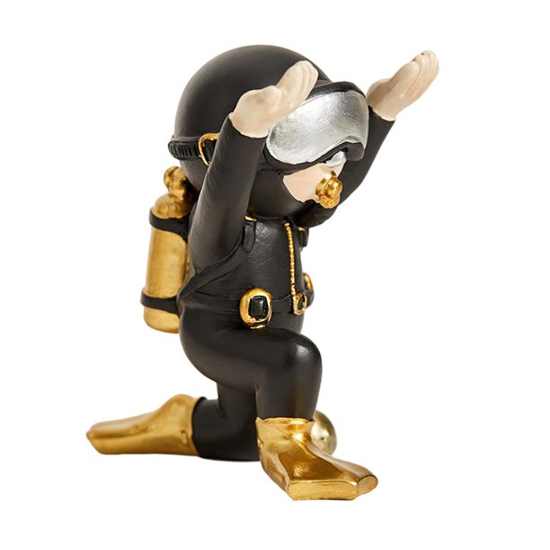 Creativo Diver Pen Portalápices de pie libre, divertida estatua de buzo de resina Oficina Almacenamiento de escritorio Artesanía Arte Soporte para 7x9.5x10cm Dorado 7x9.5x10cm Sunnimix Figuras de buzo