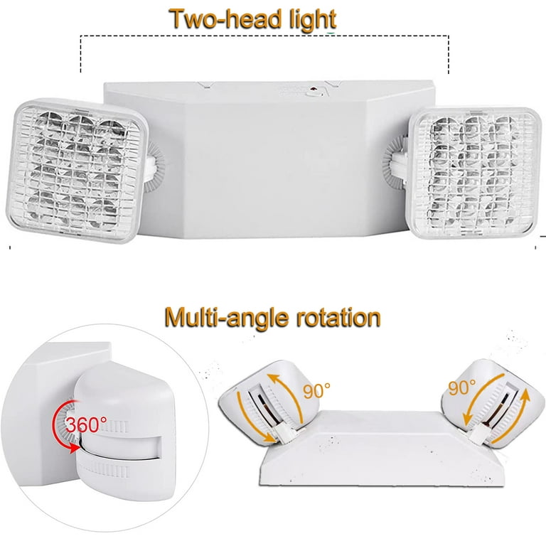 LED Emergency Light with Battery Backup, Adjustable Light Heads, Emergency Exit Lights for Home Power Failure, High Light Output for Commercial