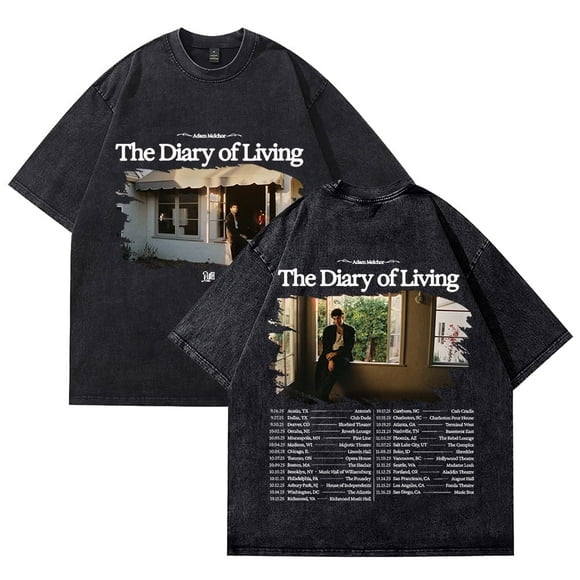 Adam Melchor le Journal de la Vie T-shirt Lavé pour Hommes et Femmes, Haut à Manches Courtes en Coton à la Mode et Tendance, Noir, 3TG