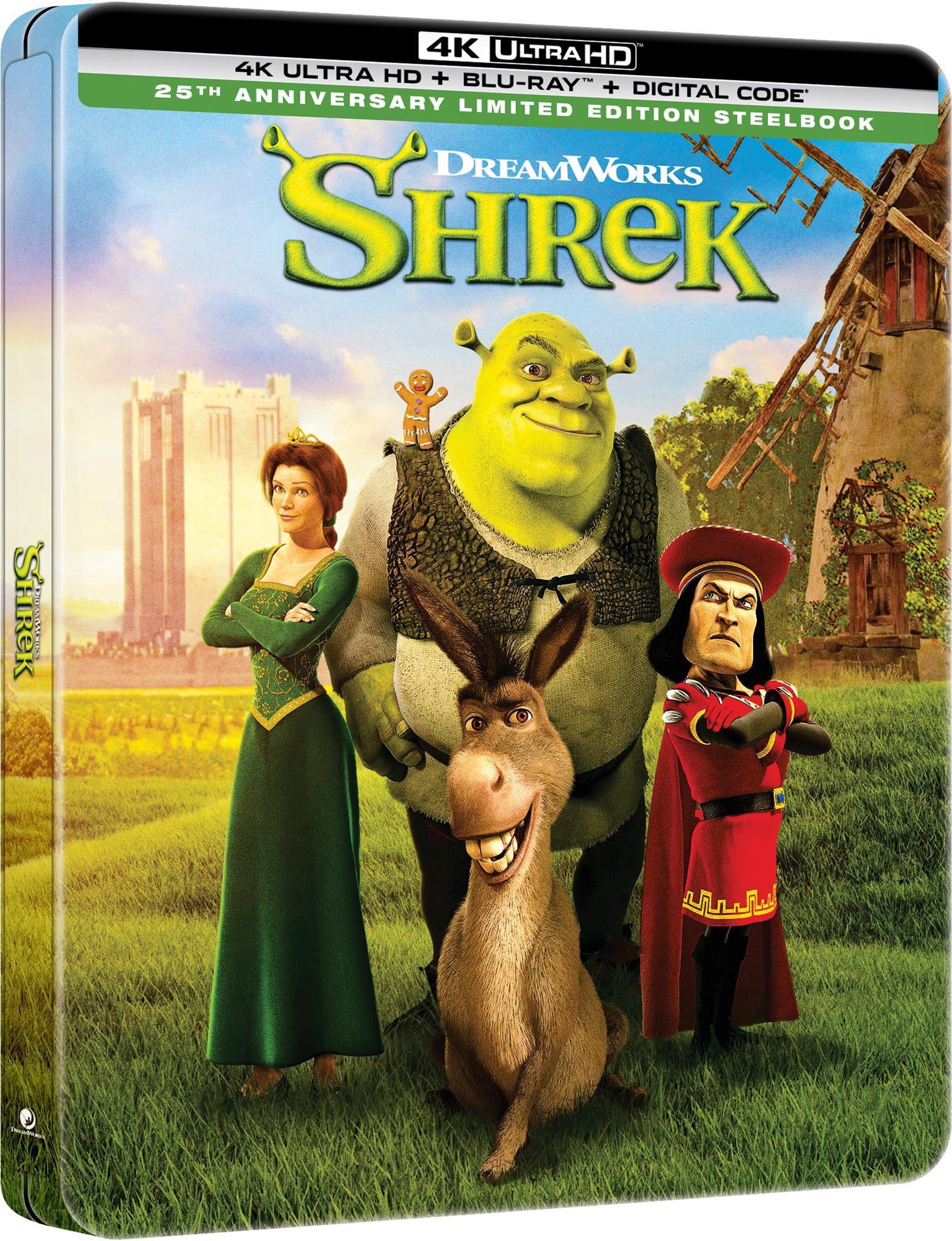 Shrek (Limited Edition 25th Anniversary Steelbook) (4K Ultra HD + Blu-ray + Digital Copy), Family, DreamWorks