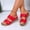 Red, variant on Women's Peep Toe Open Toe Wedge Platform Sandals, Wide Width Thick Sole Comfort Casual Elevated Slides for Summer White 40