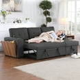 thumbnail image 2 of Aukfa 92" Sofa Bed Reversible Sectional Sleeper Sofa with Storage Chaise&Side USB &Cupholder Console for Living Room, Linen, Gray, 2 of 11