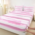 thumbnail image 3 of Homewish Painting Graffiti Bed Sheets,Minimalist Stripes Lines King Sheets,Pink White Sheet Set For Girl Boys,Super Cozy Room Decor,4pcs, 3 of 7