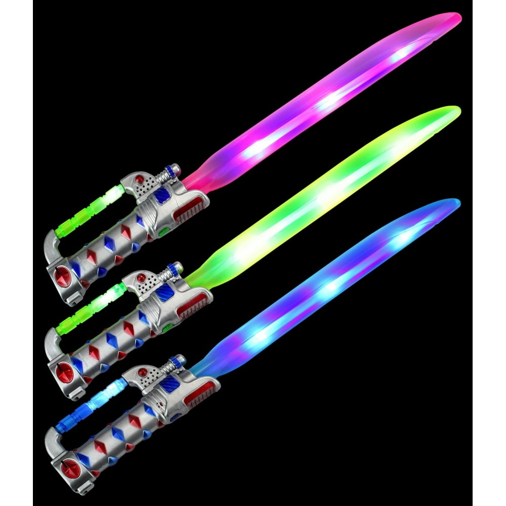 Set of 3 VT Super Sword Flashing LED & Clanging Sounds Party Favor Toy
