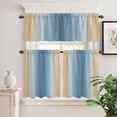 thumbnail image 2 of 3 Piece Kitchen Curtains and Valances Set Blue Yellow Ombre Cafe Curtains 24 Inch Length Farmhouse Modern Gradient Art Valance & Tier Curtain for Living Room Bedroom Small Window 54"x18"+27"x24"*2, 2 of 6