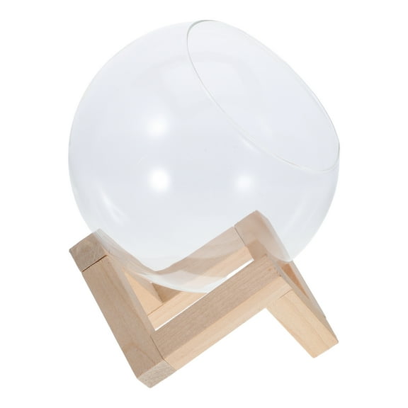 OFFIGAM Glass Terrarium with Wooden Base, Tilted Lid for Easy Plant Care, Modern Home and Office Decorative Planter