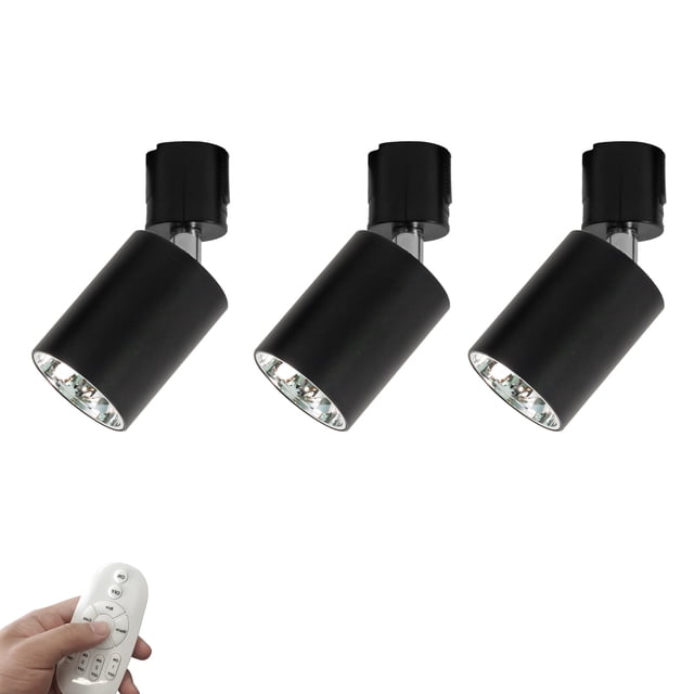 FSLiving Lumière de Suivi Type J avec Télécommande, 4 Températures de Couleur Angle Réglable Pivotant 7W Spot LED Vintage Éclairage de Piste Intérieur Argent pour Maison Bureau - Lot de 3 (Sans Piste)