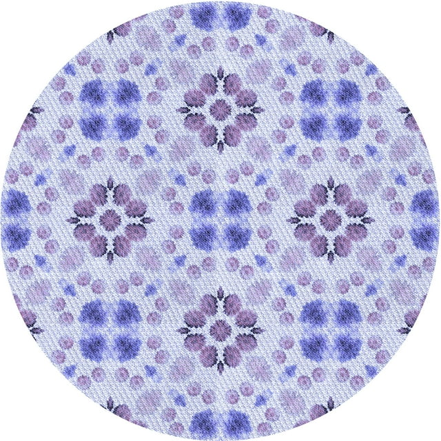 Ahgly Company Tapis Rond Lavable en Machine Intérieur Transitionnel Bleu Céleste, 3 Pieds Rond