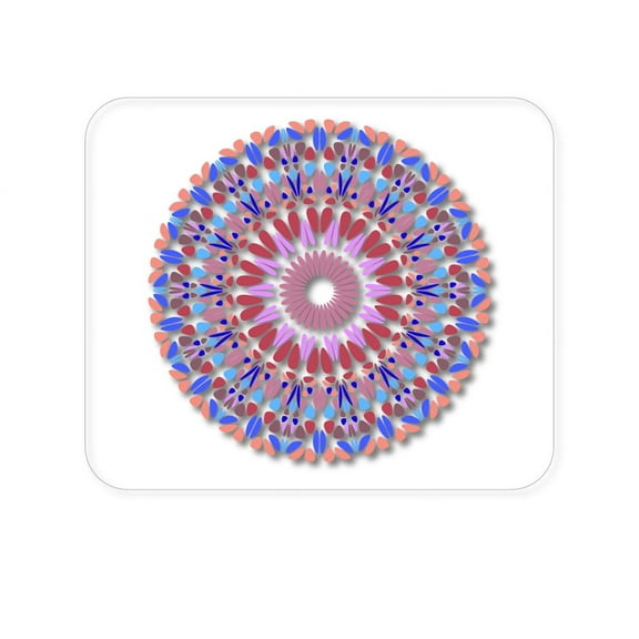 DistinctInk Mouse Pad - 1/4" Foam Rubber - Modern Mandala - Blue Red Pink