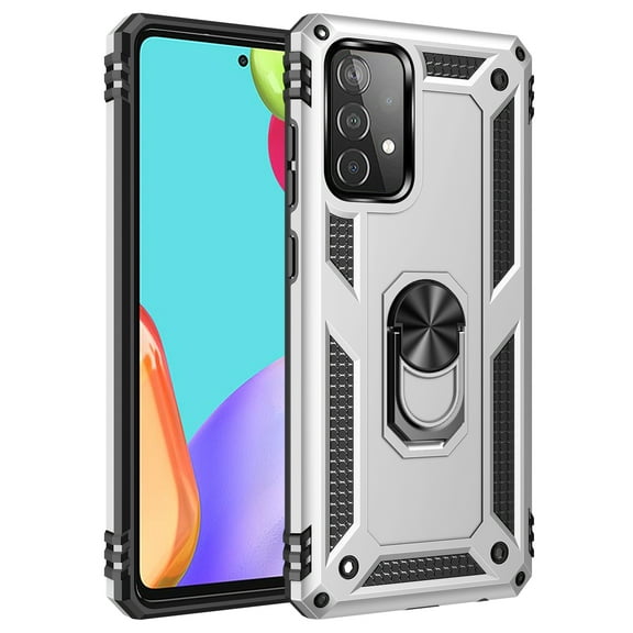 TechCircle Samsung A52 5G Case, Ring Holder Kickstand Magnetic Hybrid Rugged Shockproof Cover, Silver