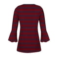 thumbnail image 5 of RXIRUCGD T-Shirt Blouse Décontractée à Manches Courtes Imprimé Mode Rayé pour Femmes, Vin, Taille : S, 5 of 5