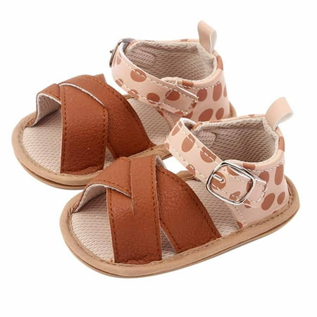 

ZRBYWB Kids Sandals Girls Open Toe Dot Printed Shoes First Walkers Shoes Summer Toddler Flat Sandals