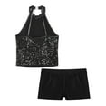 thumbnail image 6 of Aislor Kids Girls Halter Sleeveless Sequins Ballet Dance Crop Top with Shorts Set Gymnastics Dancewear Black 8, 6 of 7