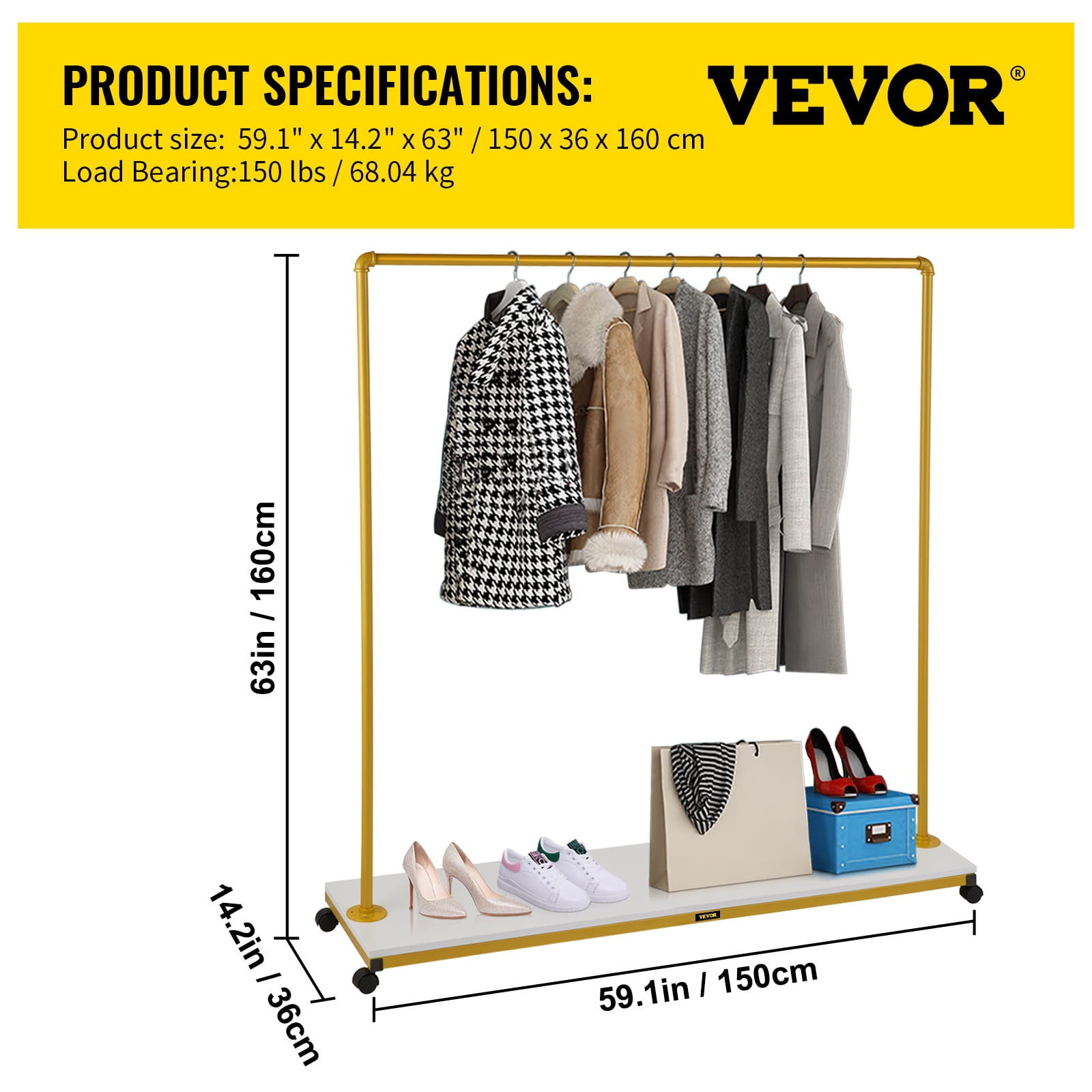 VEVOR Clothing Garment Rack 150 lbs Capacity Heavy duty Clothes