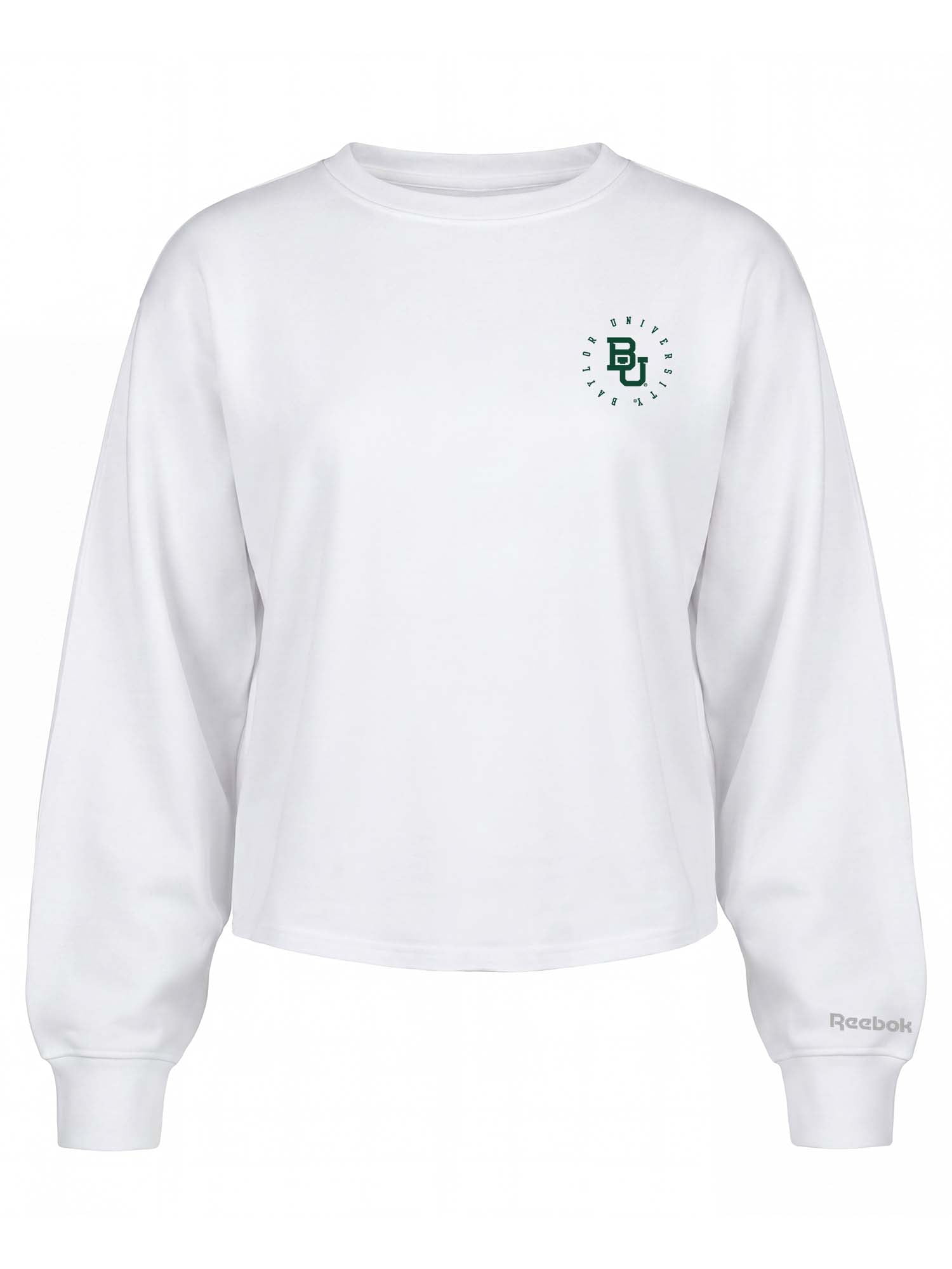 Baylor Bears Reebok Womens White Heavyweight Cotton Long Sleeve Pullover