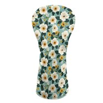Yuyamidu Flowers Golf Club Covers Green Driver Headcover Hybrid Headcover Fairway Wood Head Covers PU Leather Golf Headcovers for Golf Clubs Women Golfer
