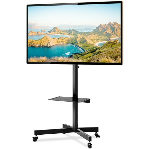 Rfiver 2 Shelf Floor Tv Stand With Swivel Mount For Tvs Up To 65 Ideal For Flat Screens Or Curved Screen Tvs Black Finish Rtf1001 Walmart Com Walmart Com