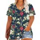 thumbnail image 4 of Puntoco Liquidación de blusas cortas para mujer Camisa básica estampada de manga corta con cuello en V y talla grande para mujer, 4 of 5