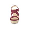 thumbnail image 6 of BLISSFUL STEP Women's Shoes Crisscross Ankle Strap Espadrille Wedge Sandals Burgundy 10, 6 of 8