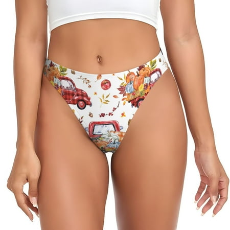 Rateoe Watercolor Fall Pattern Seamless Women Underwear Thongs No Show Ladies Thong No Line Breathable Comfortable Panties Undies for Women-Medium