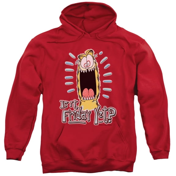 Garfield Friday Adult Pullover Hoodie Sweatshirt Red