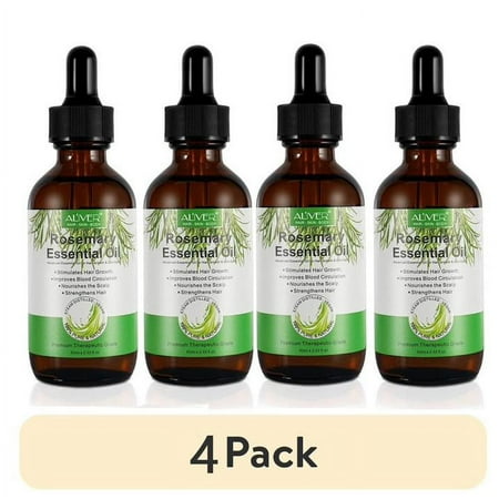 (4 pack) Aliver Rosmarinus Oil, Natural, Therapeutic Grade Rosmarinus Oil for Hair, Scalp, Face & Skin, and Aromatherapy 2.02 fl.oz, Daily Use