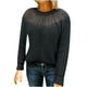 thumbnail image 2 of Pntutb, blusa de cuello redondo de retazos de encaje liso de manga larga holgada informal de moda de verano para mujer, suéter de punto Pntutb Pntutb-1437, 2 of 5