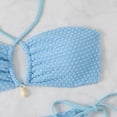 thumbnail image 6 of Sevevn Women's Textured Bandeau Bikini Set Halter Shell Decor Side Tie Thong Two Piece Swimsuit Light Blue L, 6 of 7
