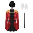 thumbnail image 3 of Linjinx Women Sequin Lion Tamer Outfit Fringed Bodysuit And Accessories Set Red M, 3 of 7