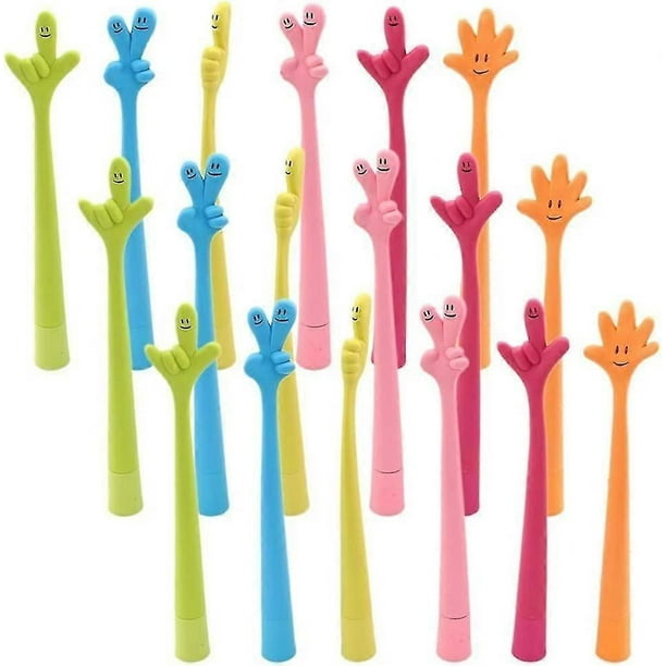 Funny Free Bending Hand Sign Ballpoint Pens For Student Gift 0.5 Mm Black Ink (18pcs) (di Man Jia)