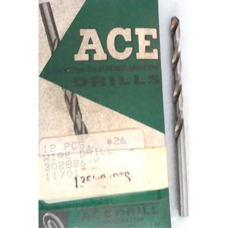 

Ace Drill 302826-K #26 jobberGP twist drill bit Pkg6