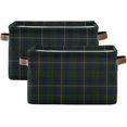 thumbnail image 2 of GZHJMY Green Navy Blue Flannel Plaid Square Storage Basket Storage Bins Canvas Storage Organizer Closet Shelf Organizer for Home Office, 1 Pc, 2 of 7
