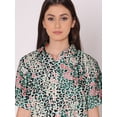 thumbnail image 5 of DressBerry Women's Printed Crop Shirt Short Sleeves Buttoned Comfy Summer Collared Sheer Mesh High Rise Short Top, 5 of 7