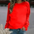 thumbnail image 2 of BLVB Womens Crew Neck Solid Sweatshirts Tops Long Sleeve Casual Pullover Cute Lightweight Loose Tops 2024 Trendy Clothes Red A4, 2 of 4