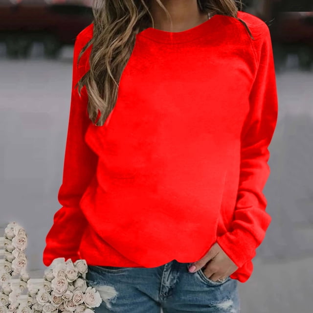Mode Hoodies pour Femmes 2023 Décontracté Manches Longues Col Rond Sweat-Shirt Blouse 50 % de Réduction Costumes Halloween/noël