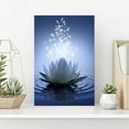 thumbnail image 3 of Lotus Flower Wall Art for Bathroom Blue Spiritual Meditation Picture Prints White Floral Abstract Canvas Artwork Relax Poster Ready to Hang with Gallery Wrapped (Lotus Flower Blue,12"x18", 3 of 4