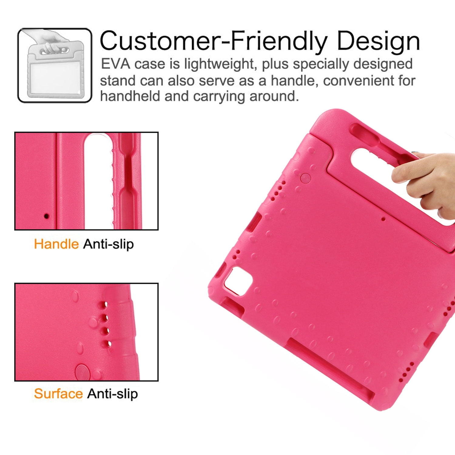 iPad Pro 12.9 Case 2020 for Kids, Allytech Light Wight Shockproof Convertible Handle Stand Cover [Supports 2nd Gen Pencil Charging Mode] Cover for Apple iPda 12.9 4th Generation, Rose