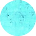 thumbnail image 1 of Ahgly Company Machine Washable Indoor Round Abstract Turquoise Blue Modern Area Rugs, 7' Round, 1 of 4