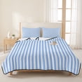 thumbnail image 3 of Twin Quilt Set 68''x86'', Blue White Stripe Lightweight Summer Bedspread Coverlet Set with 2 Pillow Shams, Modern Minimalist Geometric Striped Breathable All Season Quilt Bedding for Dorm/Bedroom, 3 of 9