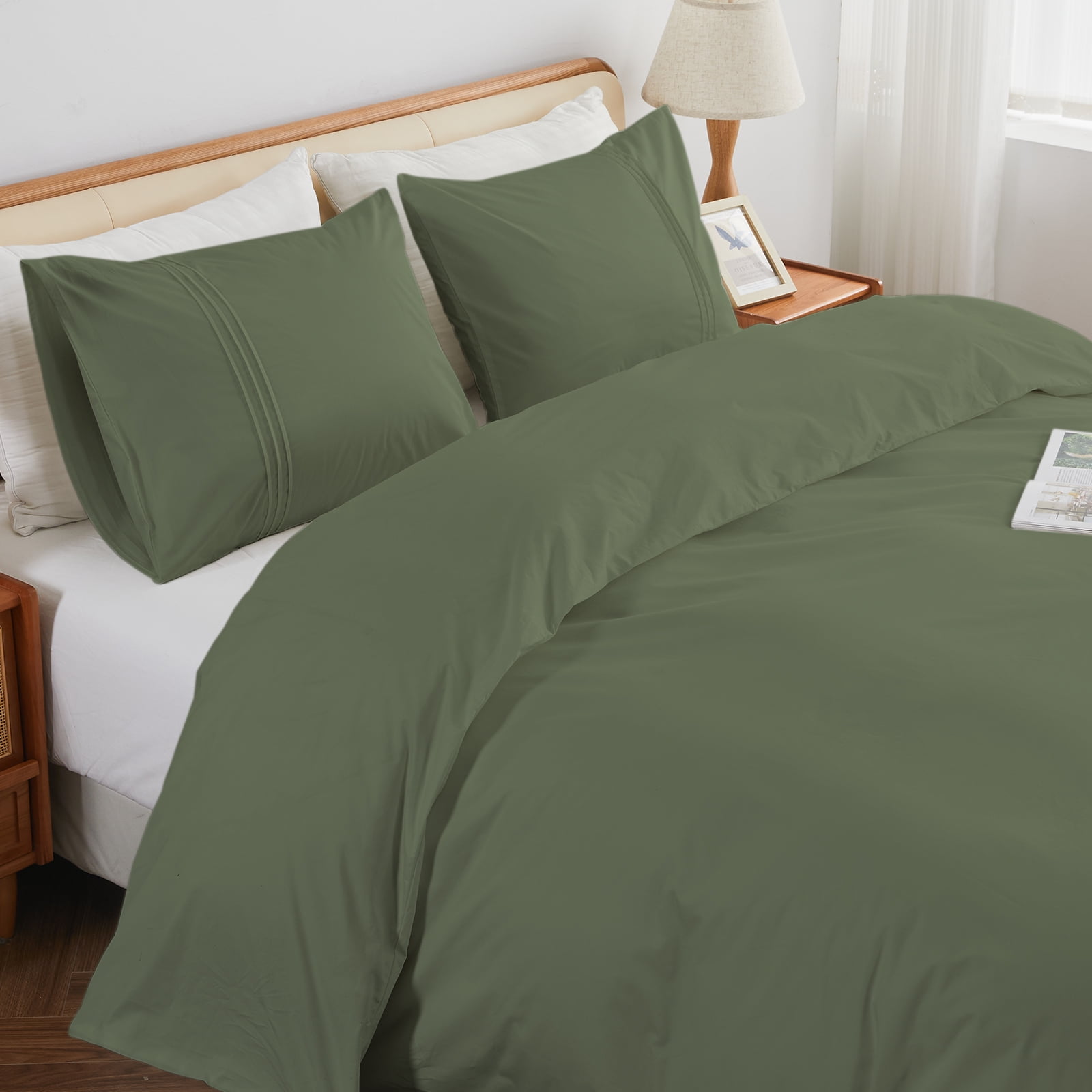 Kingrest Luxury Queen Duvet Cover Set Floral Printed, Soft & Breathable 100% Organic Cotton 3 Pieces Queen Bedding Sets, Pattern Queen Comfy Duvet Cover Set with Zipper Closure