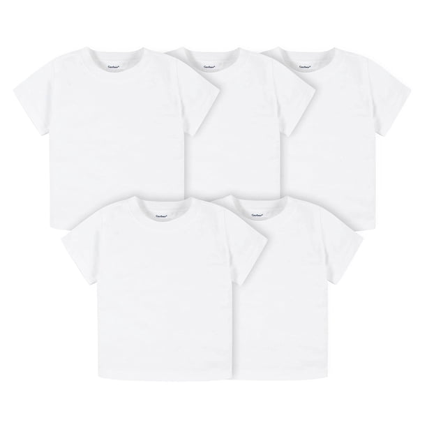Camiseta Gerber para niño pequeño, paquete de 5, manga corta, 160 g/m², blanca, talla 2T