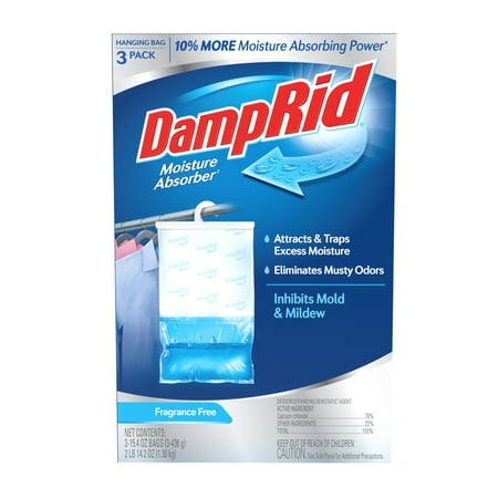 DampRid Fragrance Free Hanging Moisture Absorber - Pack of 3