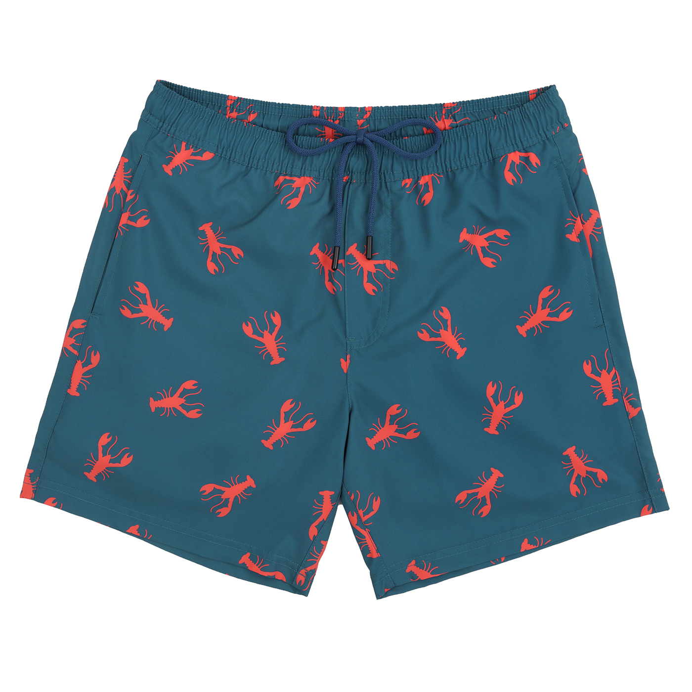 LRD Men's Swim Trunks with Compression Liner 7 Inch Inseam Lobsters / USA Stripe L