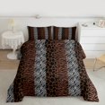 thumbnail image 2 of Homewish Cheetah Leopard Print Full Size Comforter Sets, Brown Grey Fashion Stripes Bedding Comforter Set, Teens Adult men Women Reversible Bedding Sets, Luxury Bedroom Decor, 3 Pieces, 2 of 8