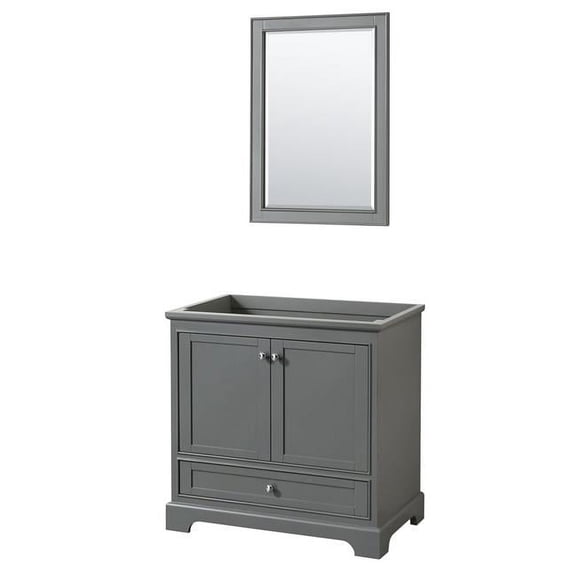 36 in. Single Bathroom Vanity with No Countertop & No Sink - 24 in. Mirror - Dark Gray