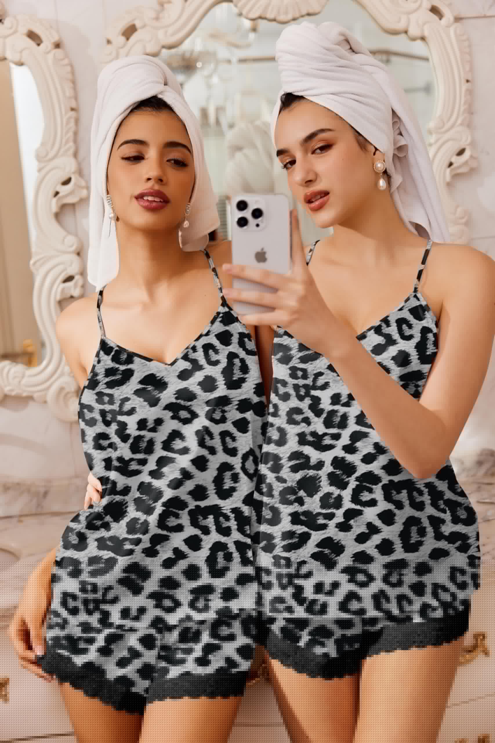 Ekouaer Satin Pajamas Women Lace Sleepwear Lingerie Cami Shorts Set Nightwear