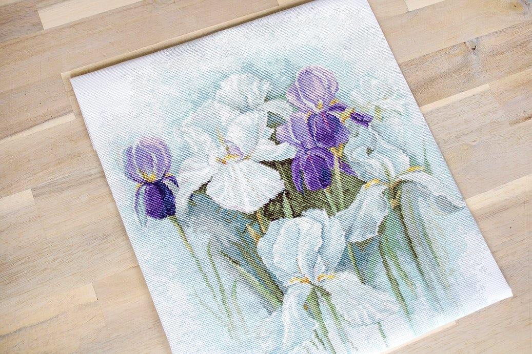 Counted Cross-Stitch Kit Irises B2367 By Luca-S Needlework Easy Flowers Nature White Purple Canvas Cotton
