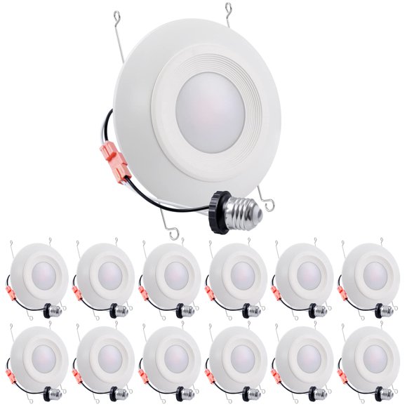 5/6 Inch LED Disk Light, 800LM Surface Flush Mount LED Ceiling Light, 9.5W 5000K Daylight, Dimmable, Low Profile Recessed Retrofit, Install into Recessed Can or Junction Box, ETL-Listed, 12 Pack